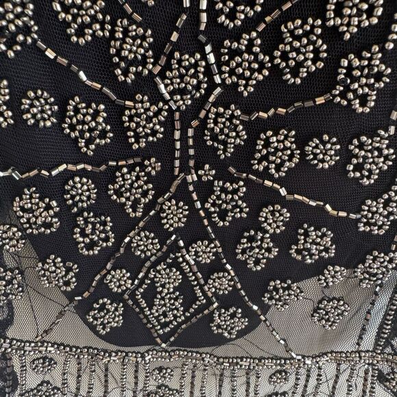 Saks Fifth Ave silver Beaded Black top M - Picture 5 of 5